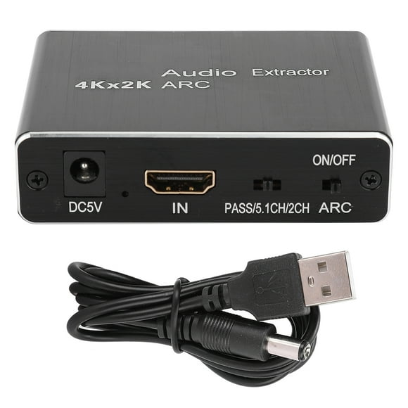 Black HDMI Audio Extractor Aluminium Alloy ARC 5.1 Splitter Optical Fiber SPDIF + HDMI 1.4 CableBlack