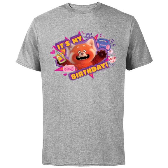 Disney and Pixar’s Turning Red It’s My Birthday Panda Mei - Short Sleeve Cotton T-Shirt for Adults - Customized-Athletic Heather
