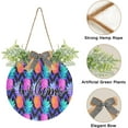 thumbnail image 2 of Welcome Sign with Wreath for Front Door, Rustic Round Hanging Welcome Sign, Wall Housewarming Gift for Home 11.8in, Tropical Pineapple Home Decor, 2 of 7