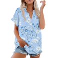 thumbnail image 5 of Women's Short Sleeved Shirt, Daily Fashion Printed Button Top, Chest Pocket Cardigan, 5 of 8