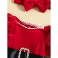 thumbnail image 6 of Elippeo Baby Girls Rompers Dress Christmas Clothes 3M 6M 12M 18M Patchwork Sequins Stars Moon Skirt Hem Long Sleeve Toddler Bodysuits with Headband, 6 of 10