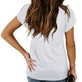 thumbnail image 3 of WIZUTIZ T Shirts for Women Holiday Saving Cotton Linen Tshirt Short Sleeve Plus Size Cotton Blend Solid Blouse Cotton Soft V-Neck Tee Oversize Athletic Tshirts Work Out Fashion Ladies T-shirt White, 3 of 6