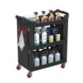 3 Tier Auto Detailing Cart with Wheels, Rolling Detail Cart with Long