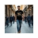 thumbnail image 2 of Men's 3D Father-Son Fist Bump Graphic T-Shirt - Black Casual Street Style with "Papa und Sohn" Print, Stretch Fabric, Round Neck, Machine Washable - Perfect for All Seasons, Allseason Apparel | Fist, 2 of 6