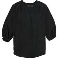 thumbnail image 1 of Ralph Lauren Camisa con botones sólidos para mujer, negro, 1X, 1 of 2