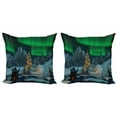 thumbnail image 1 of Ambesonne Nature Throw Pillow Cover 2 Pack, Penguins on Lake, 18", Lime Green Grey, 1 of 2