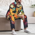 thumbnail image 7 of Picia World Map Guitar Illustration Pattern Men’s Long-Sleeve Sleepwear Set - Soft 2-Piece Loungewear with Pockets, Comfy PJs for Relaxing Nights-XX-Large, 7 of 7