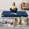 thumbnail image 2 of Convertible Folding Sofa Bed with Pillow - Single Size Memory Foam Futon Sleeper - Portable collapsible Mattress Floor Couch for Living Room, Bedroom, Guest Room - Modern Space-Saving Design - Blue, 2 of 7