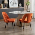 thumbnail image 2 of UHOMEPRO Dining Chair Set of 2, Modern Upholstered Velvet Kitchen Chairs Set, Armless Side Chair with Nailhead Trim and Metal Legs for Living Room Kitchen, Orange, 2 of 7
