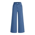 thumbnail image 6 of ClodeEU Women's High Waisted Wide Leg Flare Jeans , Loose Vintage Y2K Casual Comfort Baggy Denim Pants Blue,Womens Plus S, 6 of 9