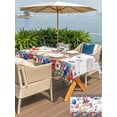 thumbnail image 5 of Outdoor Tablecloth with Umbrella Hole for Patio/Picnic/Party/Camping, 4th of July Waterproof Table Cloth Rectangle Table Cover Washable, Independence Day Patriotic Flowers Cat Grey (52"x 70"), 5 of 9