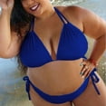 thumbnail image 2 of Clearance! Hontri Bathing Suit for Women Solid Size Suit Push Bikini Swimwear Padded Bathing Womens Swimsuit Set Plus up Swimwears Tankinis Set Tankini Swimsuits for Women Blue,S, 2 of 4