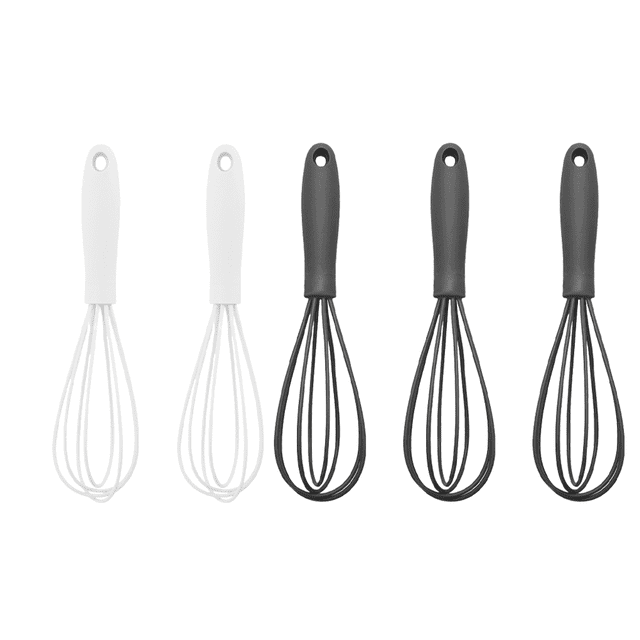 Paquete de 5 mini batidores de silicona, batidor de goma para cocinar, batidor de cocina de acero inoxidable, utensilios para cocinar