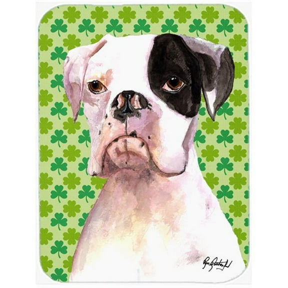 Carolines Treasures RDR3005LCB Cooper St Patricks Day Boxer Glass Cutting Board - Large