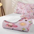 thumbnail image 4 of Erosebridal Pink Cowgirl Quilt Full for Girls, Rustic Cow Skull Horseshoes Full Bedspread Sets, 3 Pieces 1 Quilt and 2 Pillowcases, 4 of 7
