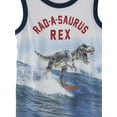 thumbnail image 2 of Infant & Toddler Boys White T-Rex Dinosaur Muscle T-Shirt & Short Set Outfit 18M, 2 of 3