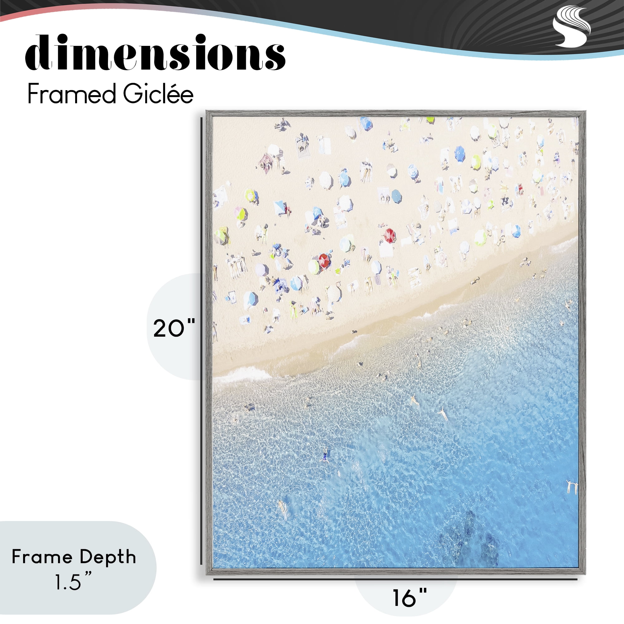 Stupell Industries Happy Beach in Summer Gray Framed Giclee Art, design by Leah Straatsma