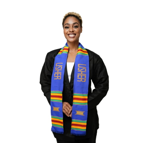 Usher Kente Cloth Stole / Sash. Blue