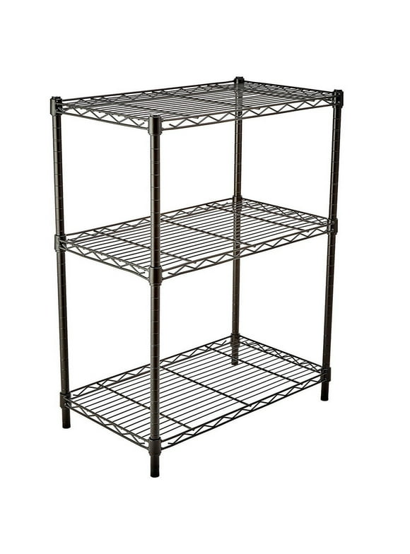 Ktaxon 3 Tier Black Heavy Duty Wire Shelves Organizer Wire Shelving Rack Unit,Metal Shelf | 23.62 inch x 13.78 inch x 33.46 inch