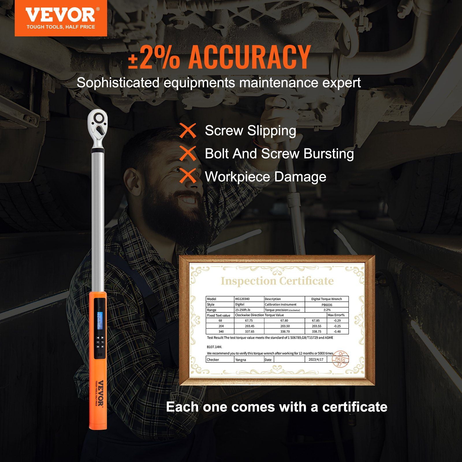 Digital Torque Wrench 1 2 Drive Electronic Torque Wrench Kit 25 250 ft lb 34 340 N m Torque Range Accurate to 2 Percent 3 Mode Adjustable Torque Wrench Set with LED Buzzer Calibration