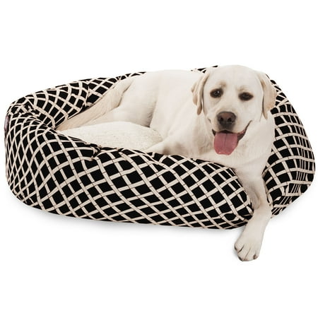 UPC: 0788995544029 | Majestic Pet Bamboo Sherpa Bagel Dog Bed Machine Washable Black Large 40  x 29  x 9
