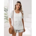 thumbnail image 5 of Zeagoo Women's Short Sleeve Summer Cardigan V-Neck Button up Lightweight Hollow Out Sweater Cardigans Shrug, 5 of 6
