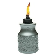 TIKI Brand 7" Baroque Barrel Table Torch, Pewter Glass