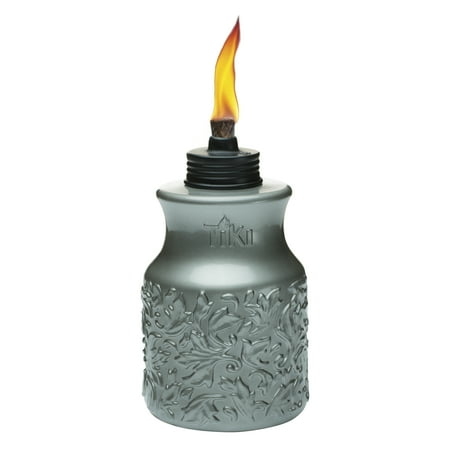 TIKI Brand 7" Baroque Barrel Table Torch, Pewter Glass