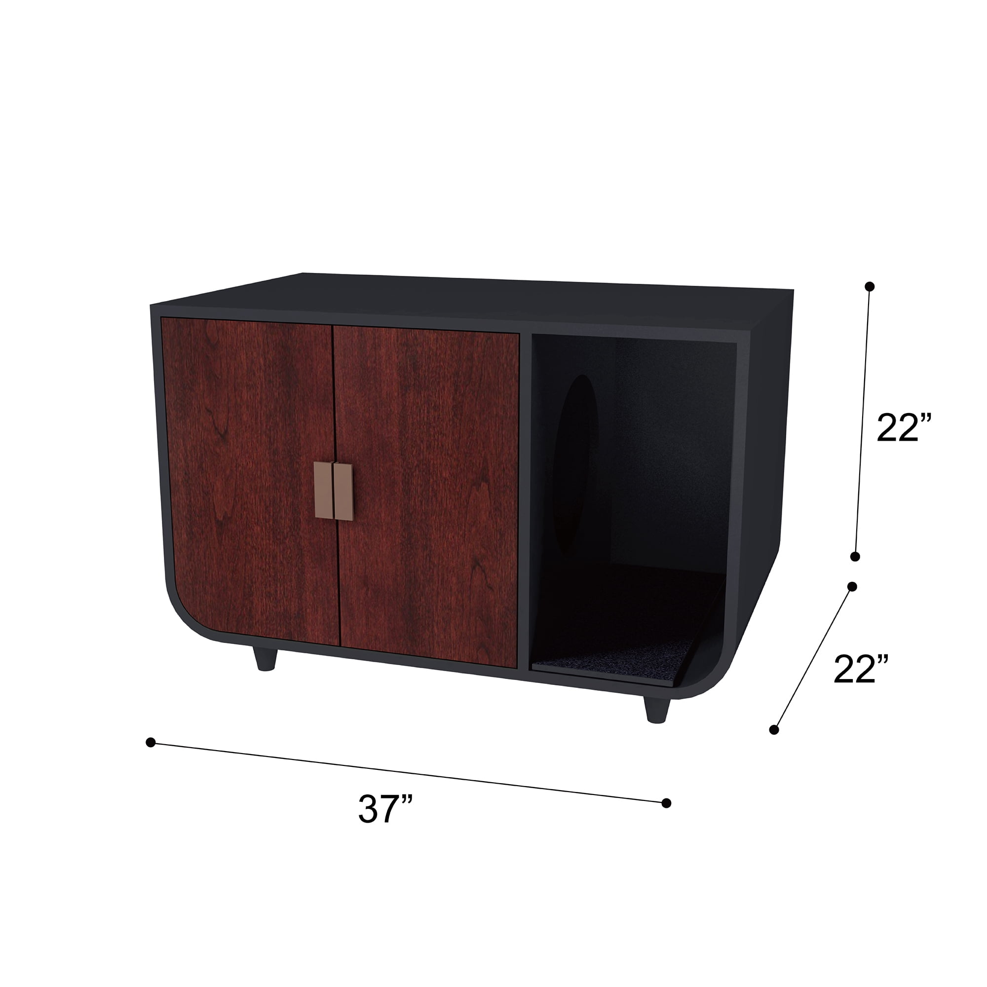 Teamson Pets Wooden Cat Washroom Litter Box Enclosure Furniture and End Table- Mocha Walnut-large