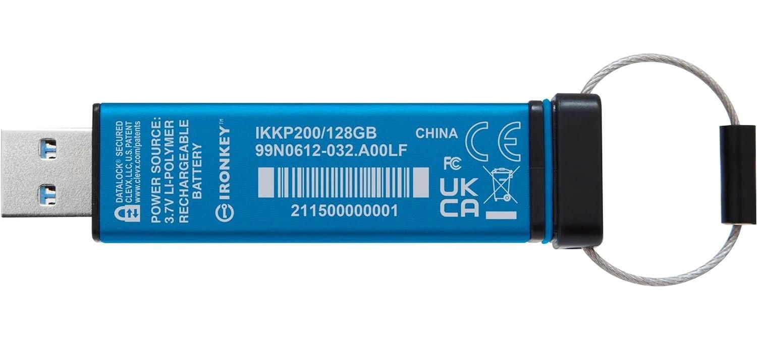 Kingston Ironkey Keypad 200 128GB Encrypted USB | Alphanumeric Keypad | Multi-Pin Access | XTS-AES 256-bit | FIPS 140-3 Level 3 Certified | Brute Force & BadUSB Protection | IKKP200/128GB