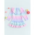 thumbnail image 5 of DDSBABAY 1-7T  Kids Girls Swimsuit Cover up Rainbow Print Zipper Long Sleeves Hoodie Dress Rash Guards for Toddler Bathing Suit, 5 of 9