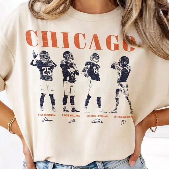 Chicago Football Vintage Comfort Colors Shirt, Caleb Williams Colston Loveland Shirt, Kyle Monangai Luther Burden III Tee
