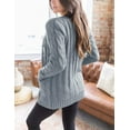 thumbnail image 2 of IFJIM Womens Cable Knit Cardigan Sweaters Long Sleeve Open Front Outwear with Pockets Grey L, 2 of 5