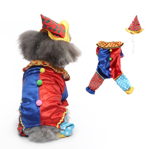 Disfraz de payaso para perro, disfraz de payaso de Halloween para perros pequeños y gatos, ropa divertida de estilo payaso, fiesta de Cosplay