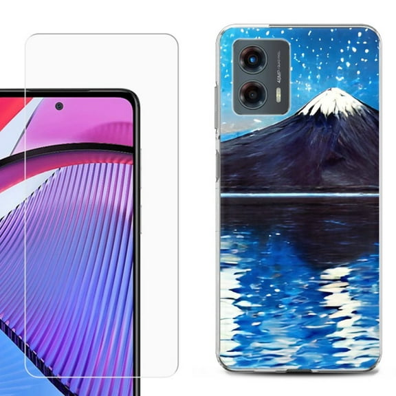 OneToughShield ® Compatible with Motorola Moto G 5G 2023, Shockproof Phone Case, with Tempered Glass Screen Protector - Starry Night Fuji