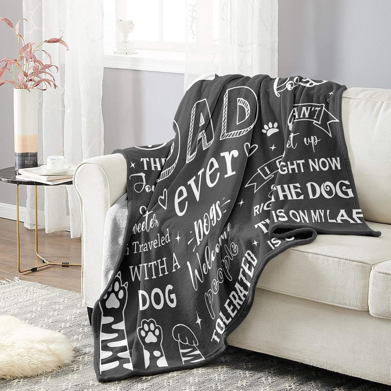 Dog Dad Blanket 50"x60", Dog Dad Gifts for Men, Dog Dad Gift, Birthday Gifts for Dog Dad, Dog Lover Gifts for Men, Christmas Fathers Day Dog Gifts for Dog Lovers Men, Dog Lover Gift Ideas