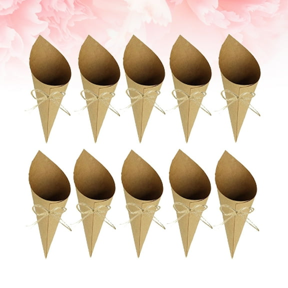 LABSERRON 50Pcs Light Brown Paper Cones for Wedding and Party Supplies