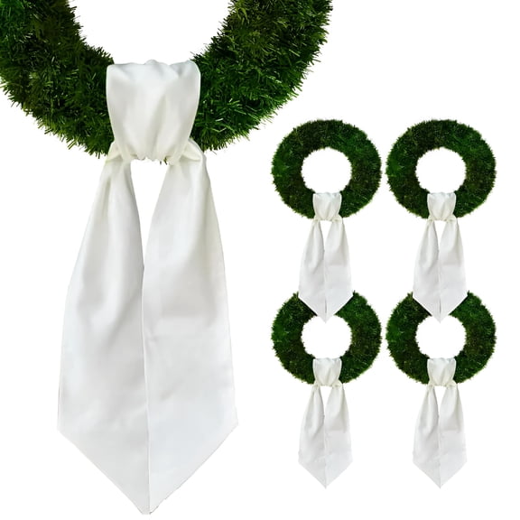 ACDANC 4 Pieces Christmas Wreath Sash for Front Door White Burlap Sash Holiday Baby Shower Wreath Accessories for Home Birthday Wedding Decorations