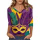 thumbnail image 3 of TaTaai Women's Fashion Christmas Printed Loose Casual V Neck With Three Quarter Sleeves And 3/4 Sleeves T-shirt Pullover Top Gift, 3 of 5