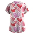 thumbnail image 3 of HaHaHappy Valentine's Day Scrub Tops Women V Neck Red Pink Heart Workwear Uniforms Soft Scrub with Pocket Pink 3XL, 3 of 3