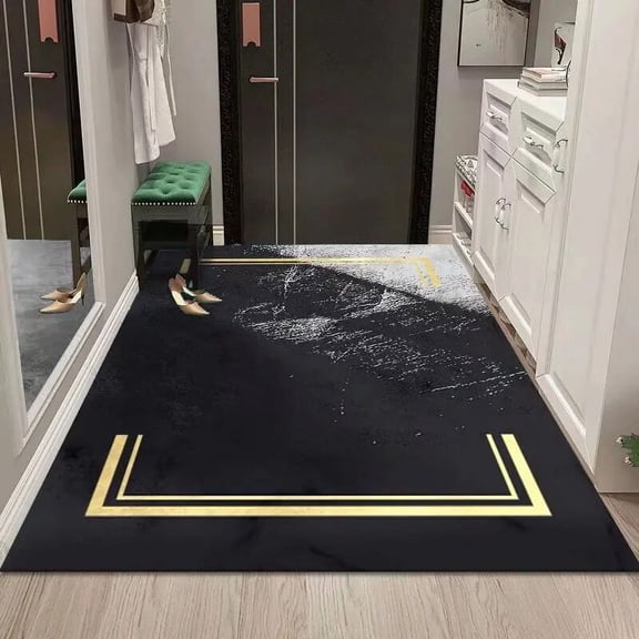 Geometric Black Entrance Door Mats Luxury Living Room Decoration Carpets Washable Bedroom Room Decor Bay Window Large Area Rugs