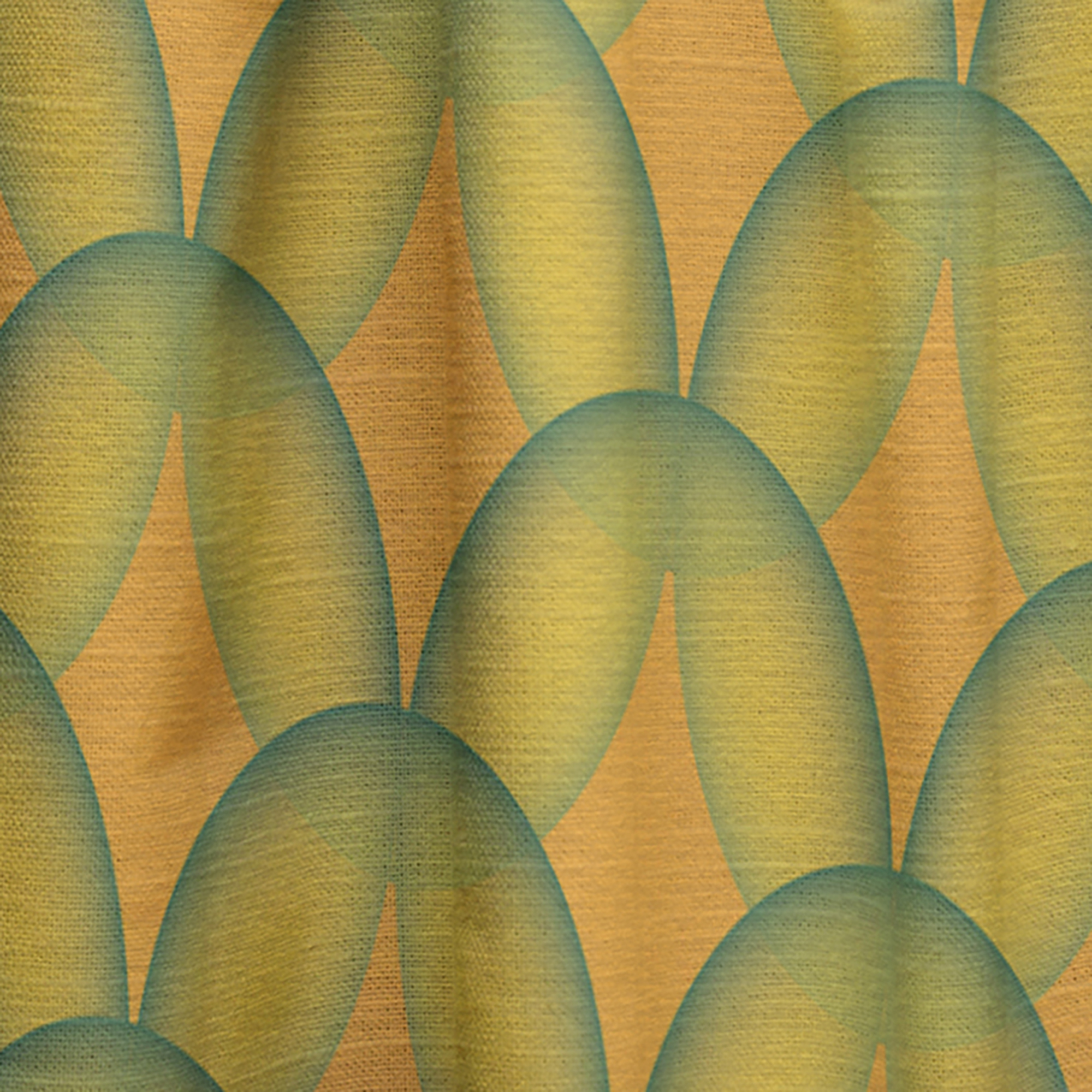 Designart 'Abstract Retro Design In Yellow and Green ' Mid-Century Modern Curtain Panel