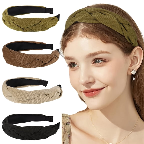 Bocaoying 4 Pack Women Braided Headbands, Fashion Wide Elastic Hair Accessories