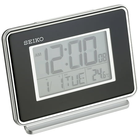 SEIKO Hudson Everything Bedroom Digital Alarm Clock, Black