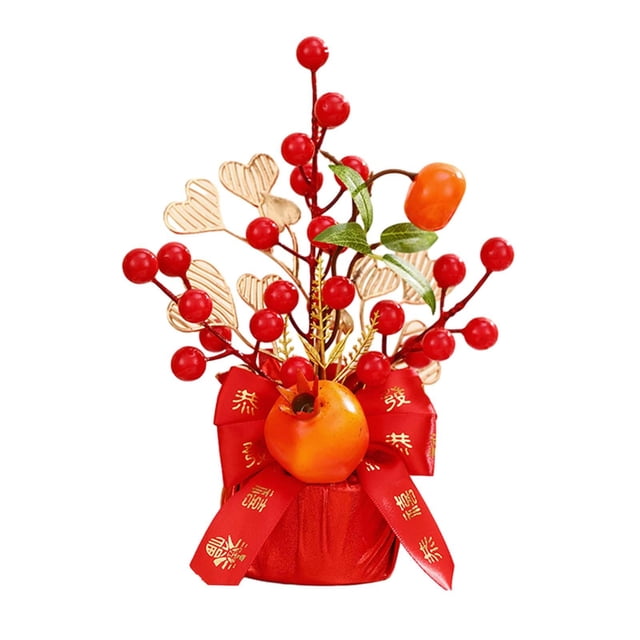Adorno de Año Nuevo Chino, arreglo floral en jarrón de alta calidad, escritorio moderno, cubo de bendición con flores para el balcón