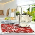 thumbnail image 5 of Christmas Dish Drying Mat, Red Pattern With Snowflakes Flower Dish Drying Mat for Kitchen Countertops Sinks Drying Mat Absorbent Heat Resistant Dishes Drainer Pad 16 x 18 Inch, 5 of 7