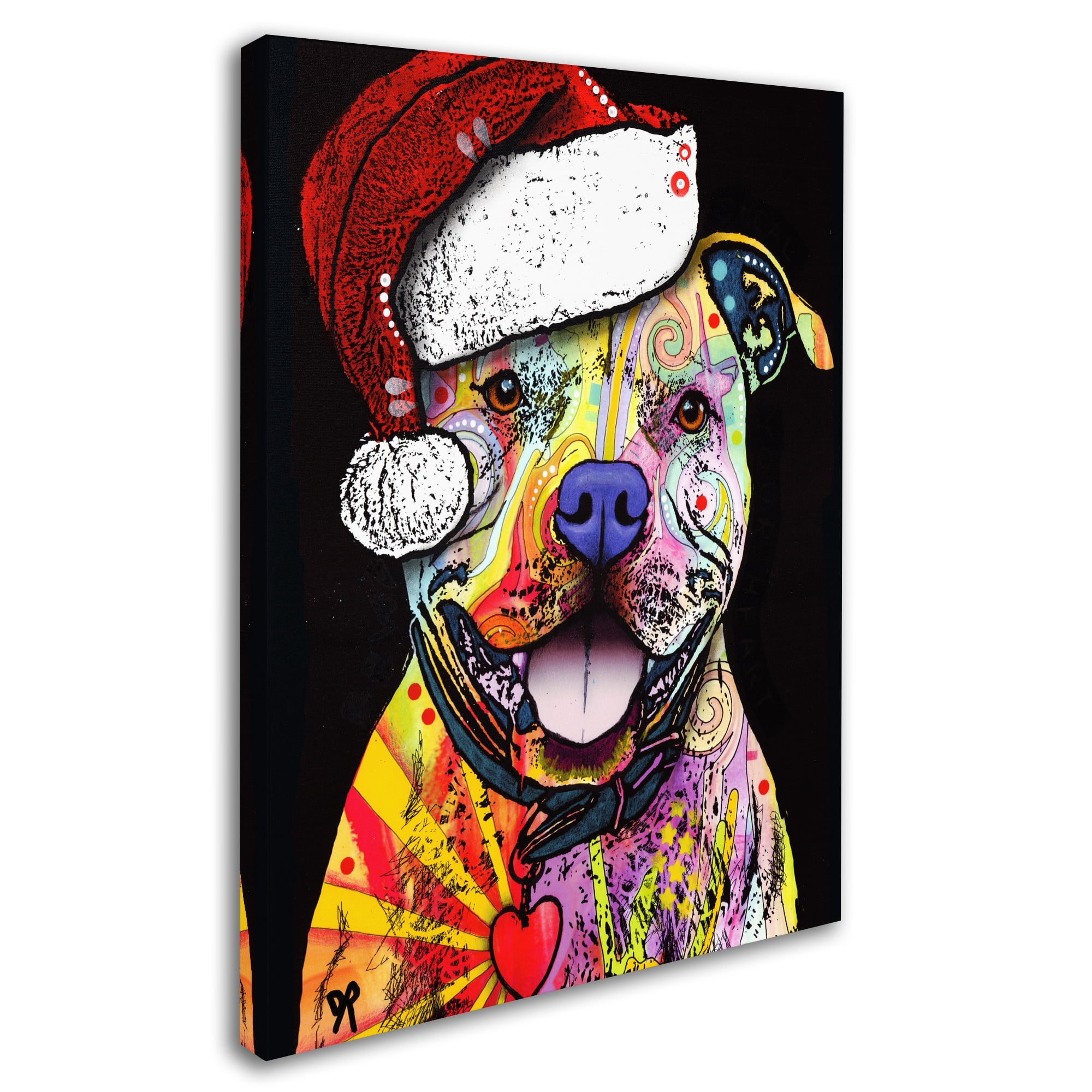 Trademark Fine Art 'Beware of Pit Bulls Christmas Edition' Canvas Art by Dean Russo