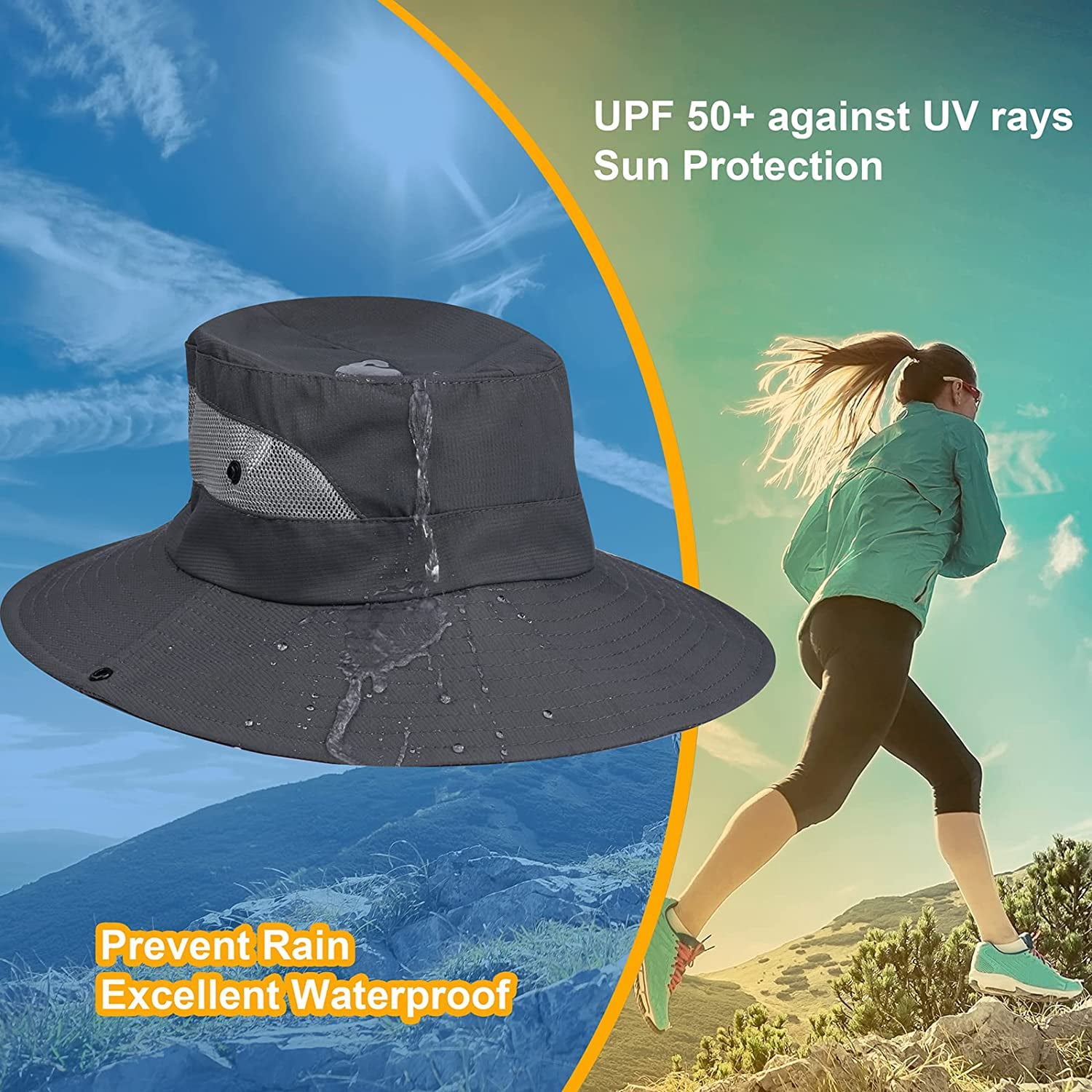 Zukuco Womens Ponytail Sun Hat UV Protection Bucket Hats Foldable
