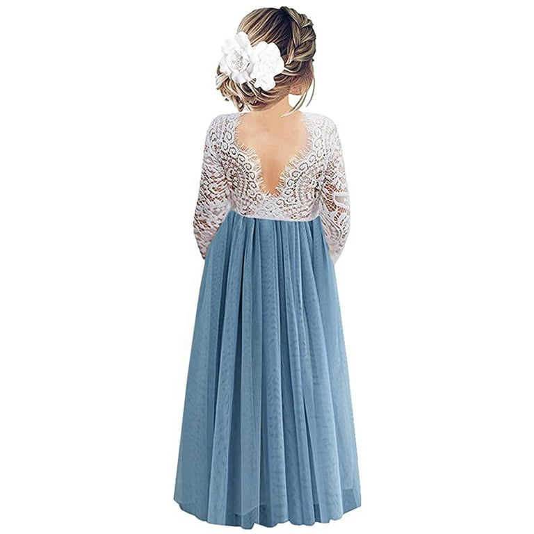 knee length dresses for ladies Square Neck Long Sleeve Eyelash Lace Patchwork Slit Evening Dress Asym –  Divahotcouture main image 0