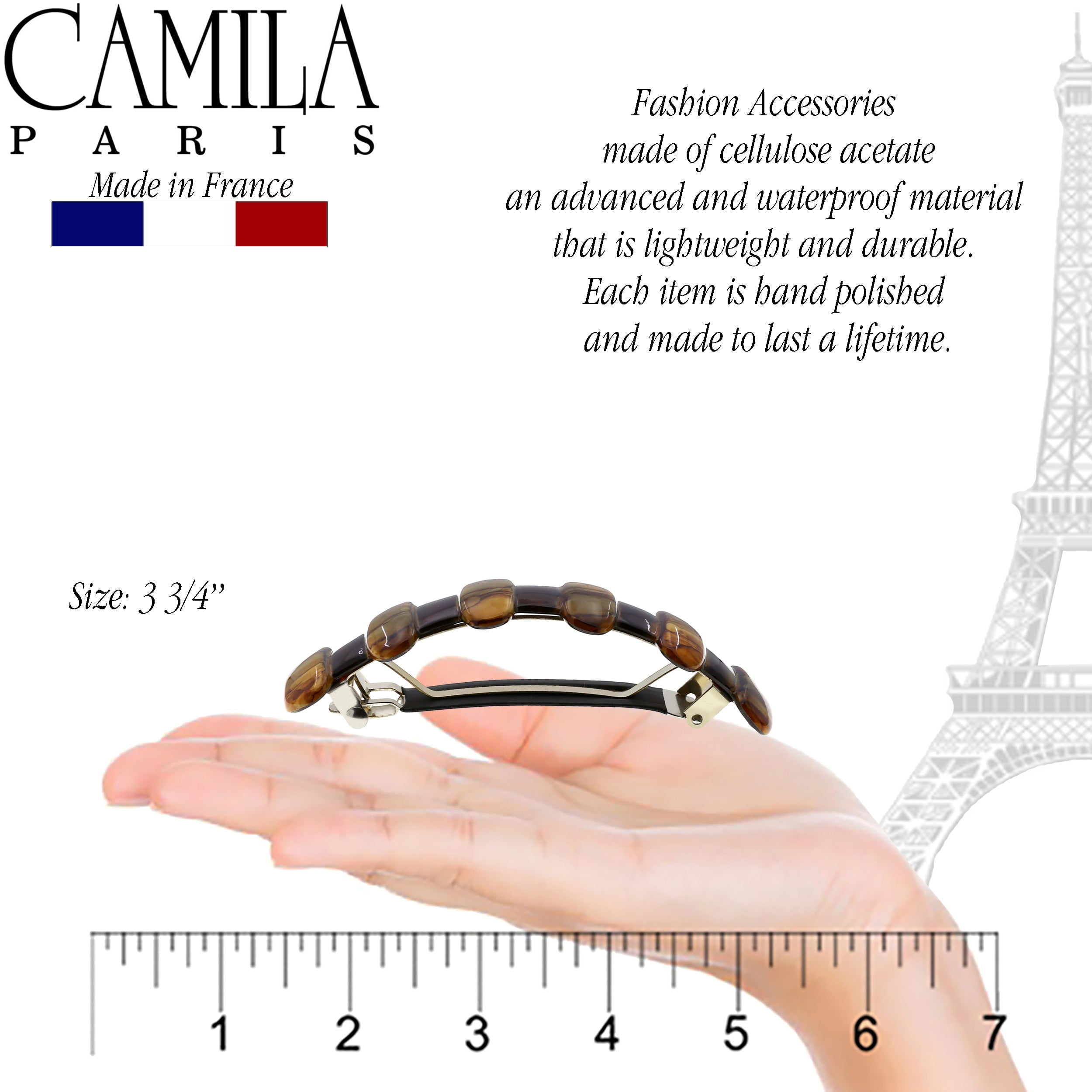 Camila Paris CP3305 French Hair Barrette Clip for Girls for Thick Curly Wavy Long Hair, Strong Hold Grip Hair Clips for Women, Automatic, No Slip Durable Styling Girls Hair Accessories, Made in France